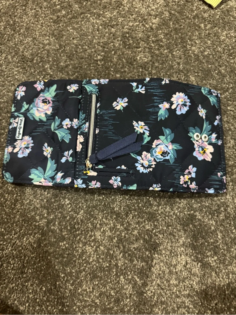 Vera Bradley Navy Floral Compact Wallet with Pastel Blooms - Picture 5 of 6